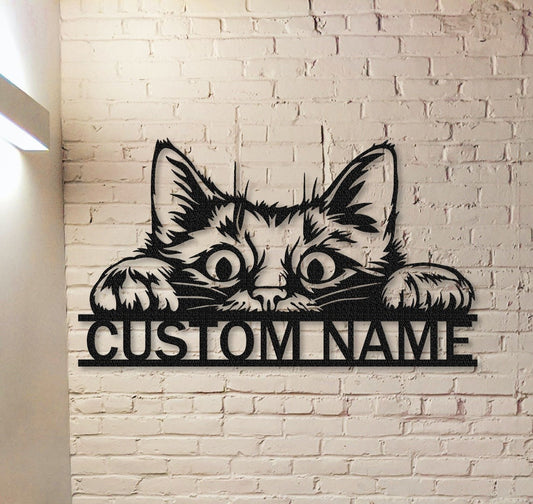 Cat Metal Sign,Cat Wall Art,Custom Cat Name Sign,Pet Lover Gift,Personalized Cat Sign,Cat Wall Decor,Room Decoration,Indoor Decor