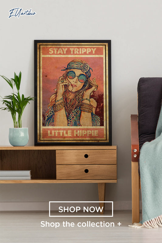 Affiche hippie girl ,Stay Trippy Little Hippie Poster, Hippie Girl Poster, Flower Children, Hippie Gift, vintage Poster