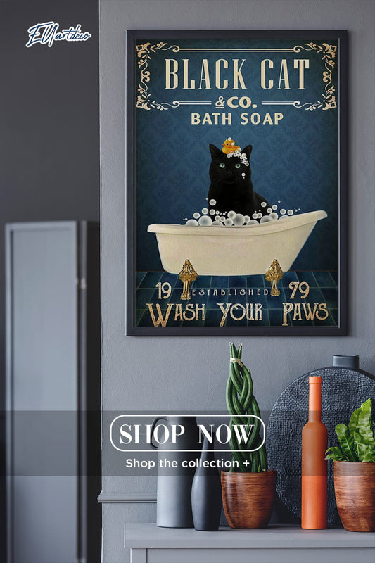 Black cat and bath soap, wash your paw Poster, Love cats poster, Cats poster, black cat Poster Art