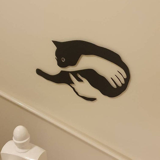 Hug The Cat Metal Wall Art, Black Cat Ornament, Wall Decor, Housewarming Gift, Home Decor, Wall Art