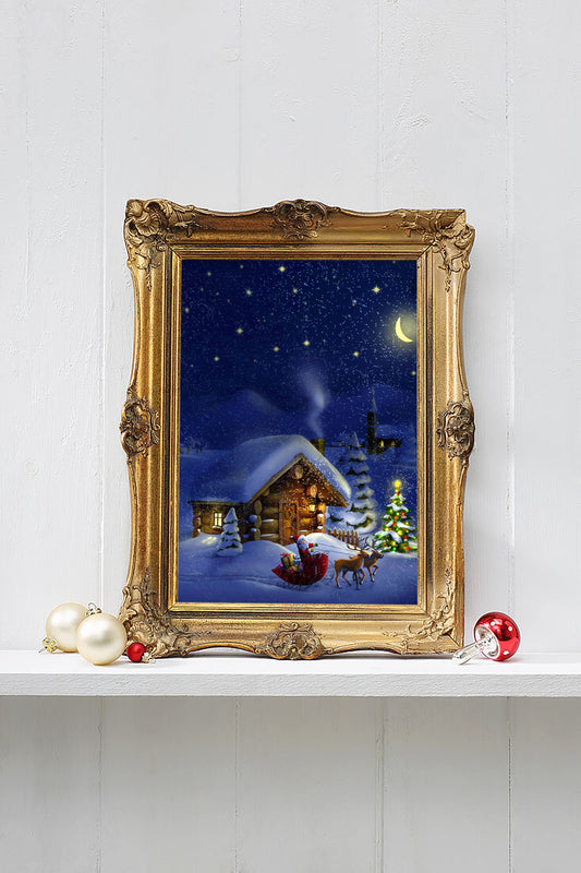Beautiful Christmas Poster, Christmas On A Snowy Day Art, Xmas Decor Poster, Vintage Xmas Holiday Art Print SS03