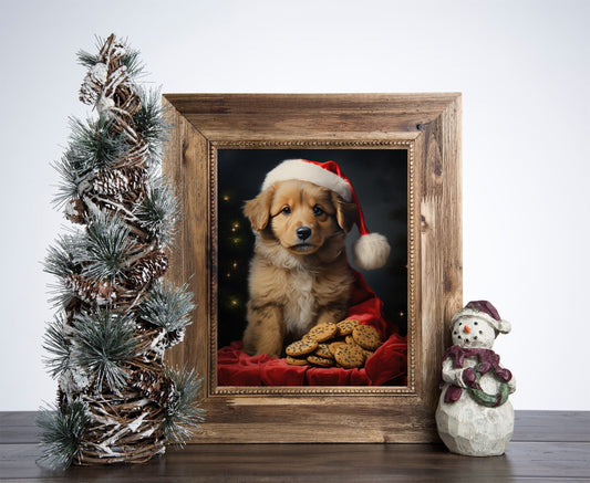 Rottweiler Dog Dressed As Santa Claus Poster, Christmas Rottweiler Dog Art, Xmas Decor Poster, Vintage Xmas Holiday Art Print