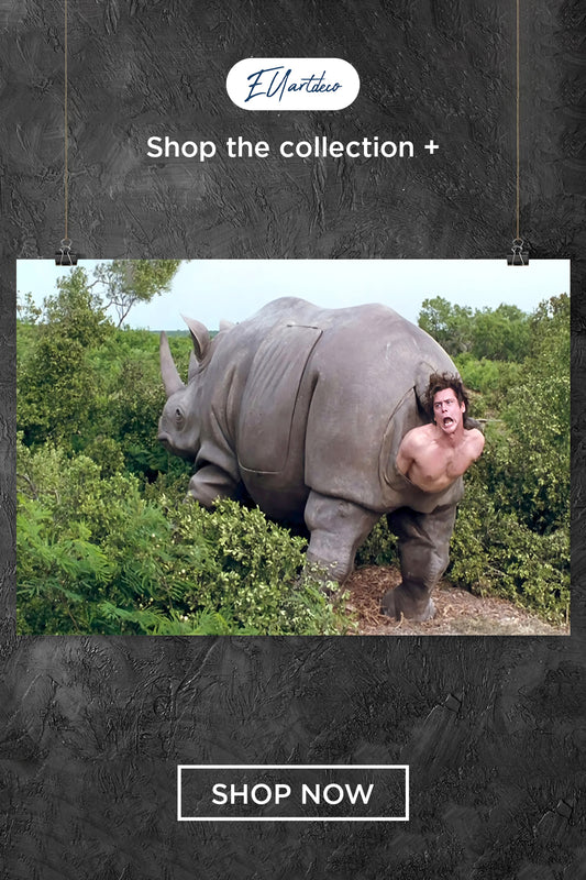 Ace Ventura Rhino Art PosterThe rhino scene in Ace Ventura Funny Poster