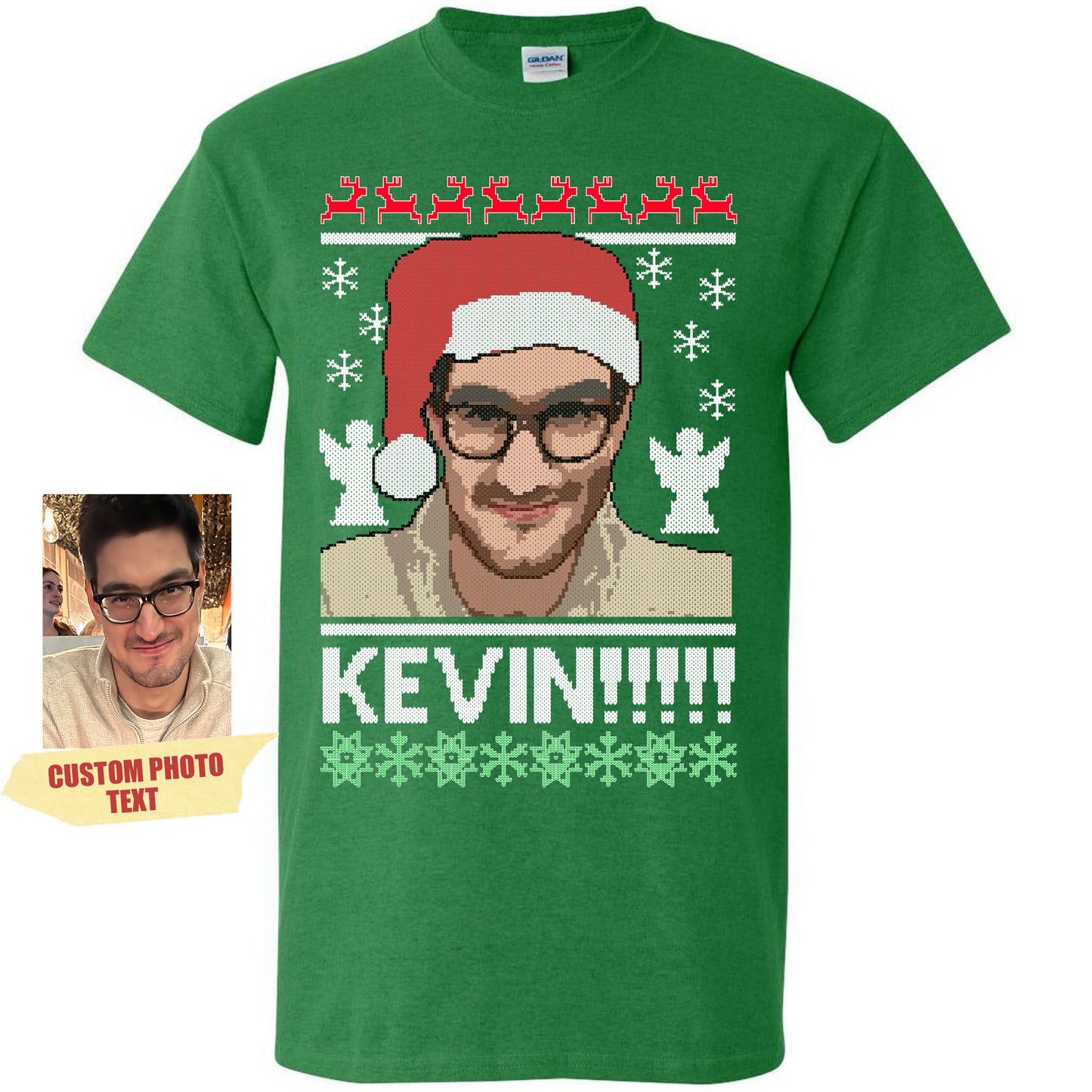 Custom Photo To Pixel For Merry Christmas Shirt