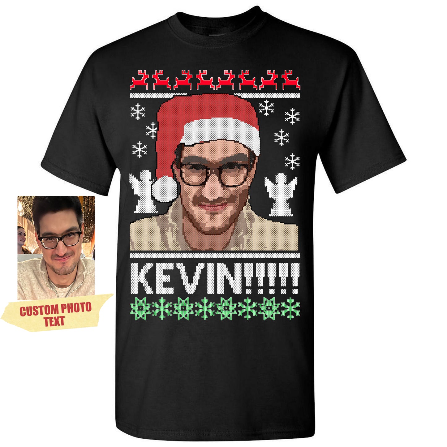 Custom Photo To Pixel For Merry Christmas Shirt