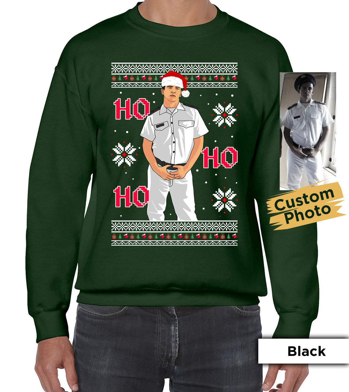 Custom Photo Ugly Christmas Sweatershirt, Custom Face Sweat for Christmas, Custom Santa Hat Sweatshirt, Ugly Christmas Sweater with Picture