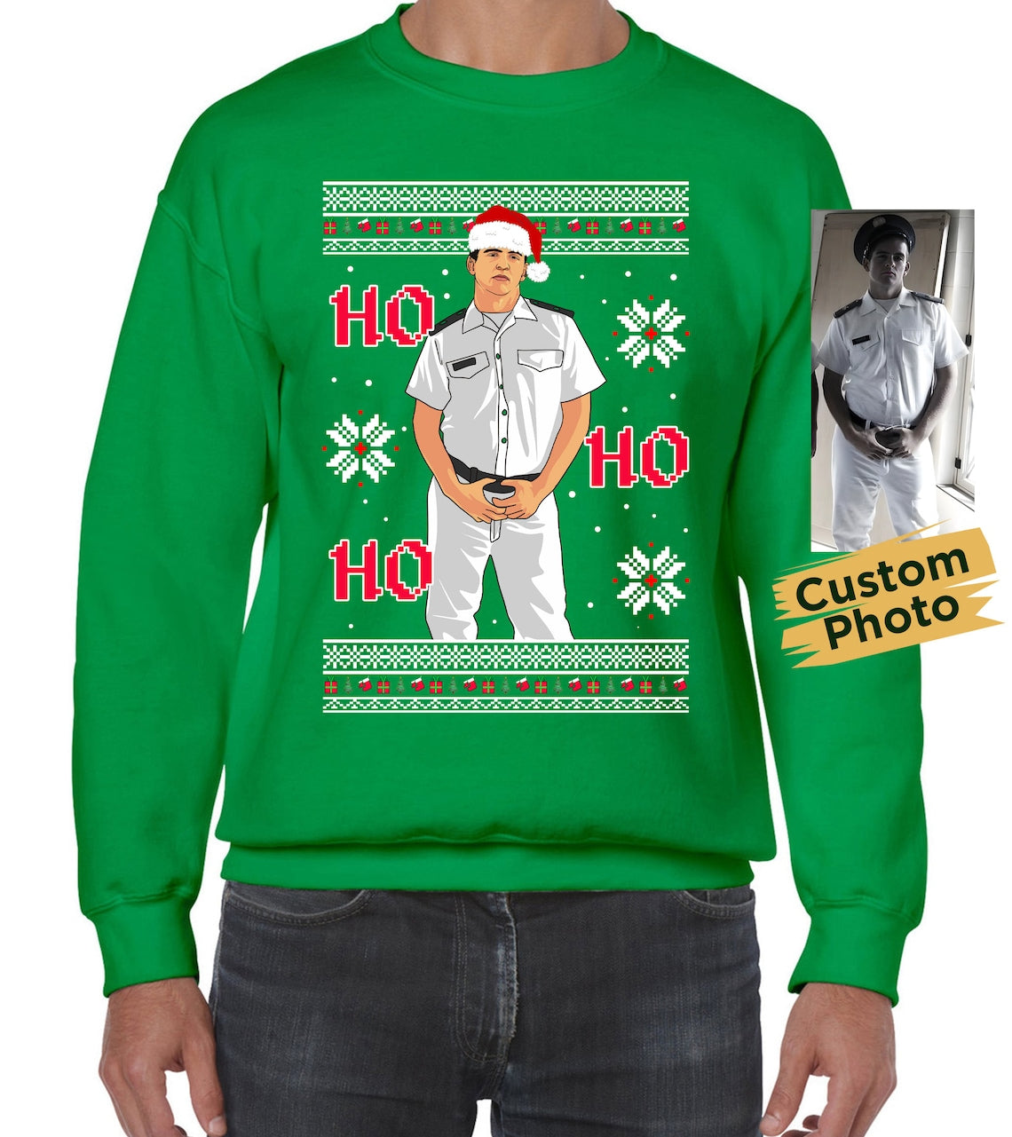 Custom Photo Ugly Christmas Sweatershirt, Custom Face Sweat for Christmas, Custom Santa Hat Sweatshirt, Ugly Christmas Sweater with Picture