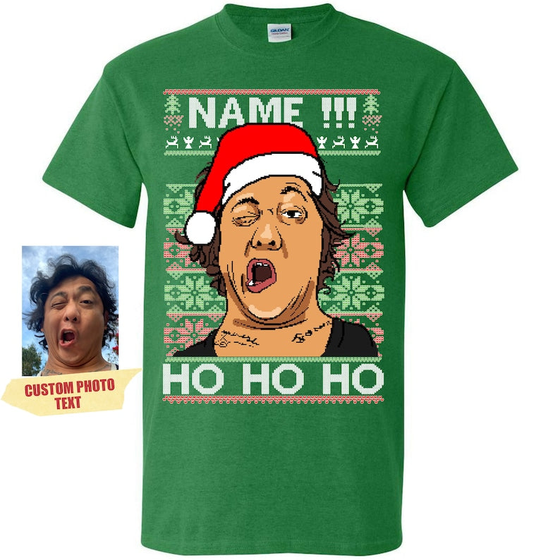 Custom Photo To Pixel For Merry Christmas Shirt