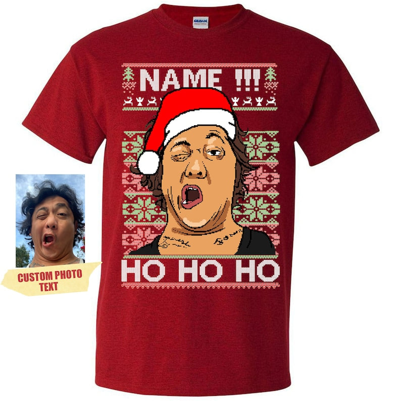 Custom Photo To Pixel For Merry Christmas Shirt