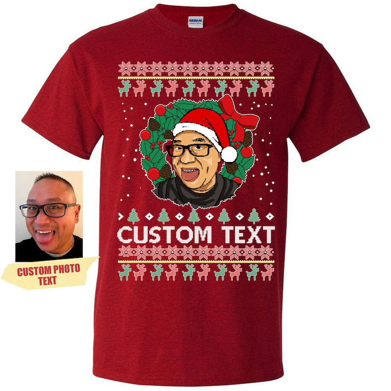 Custom Photo To Pixel For Merry Christmas Sweatshirt - T Shirt