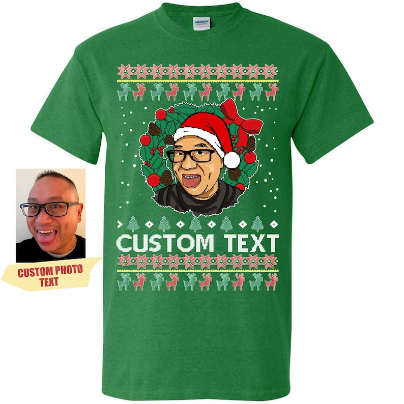 Custom Photo To Pixel For Merry Christmas Sweatshirt - T Shirt