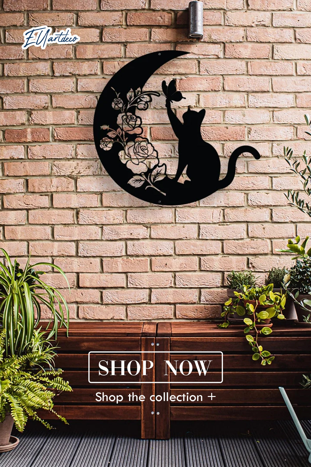 Cat and Moon Metal Wall Art, Cat Wall Decor, Cat on Moon, Cat Lover Gift, Animal Decor, Home Decor, Housewarming Gift, Moon Cat Decor
