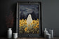 Ghost In a Sunflower Field Poster, Dark Romantic Ghost Standing in Sunflower Field Creepy, Ghost Sunflower Alt Wall Art Halloween Poster