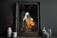 Ghost Holding a Jack O Lantern Poster, Dark Romantic Ghost A Jack O Lantern Creepy, Ghost in Wall Art Halloween Poster