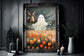 Tulip Ghost Poster, Dark Romantic Ghost Standing in Tulip Field Creepy, Ghost Garden Wall Art Halloween Poster