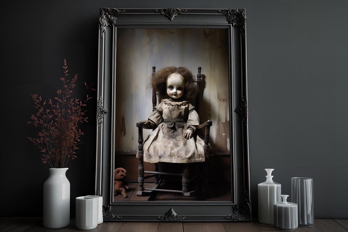 Haunted Doll Poster, Dark Romantic Creepy, Horror Spooky Cute, Wall Art Halloween Poster