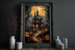 Pumpkin Haunted House Poster, Ghost Creepy, Dark Romantic, Horror Spooky Cute Wall Art Halloween Poster