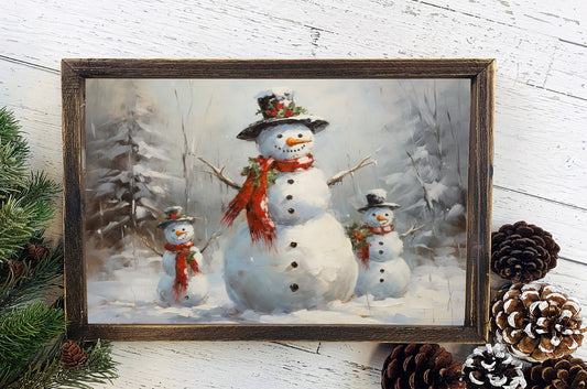 Snowman Decor Christmas Poster, Christmas Snowman Art, Xmas Decor Poster, Vintage Xmas Holiday Art Print