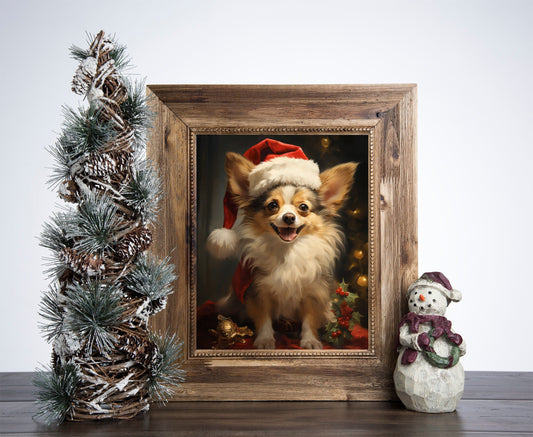 Santa Claus Chihuahua Poster, Christmas Dog Art, Xmas Decor Poster, Vintage Xmas Holiday Art Print