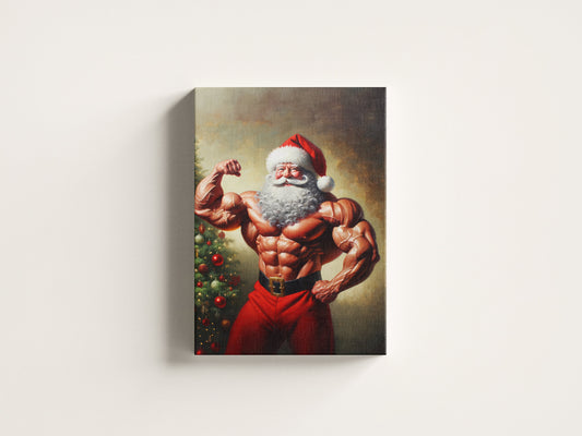 Swole Santa Christmas Poster, Christmas Santa Portrait Art, Xmas Decor Poster, Vintage Xmas Holiday Art Print